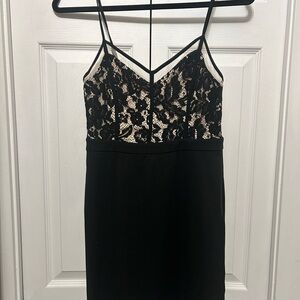 Black Lace Spaghetti Strap Mini Dress
